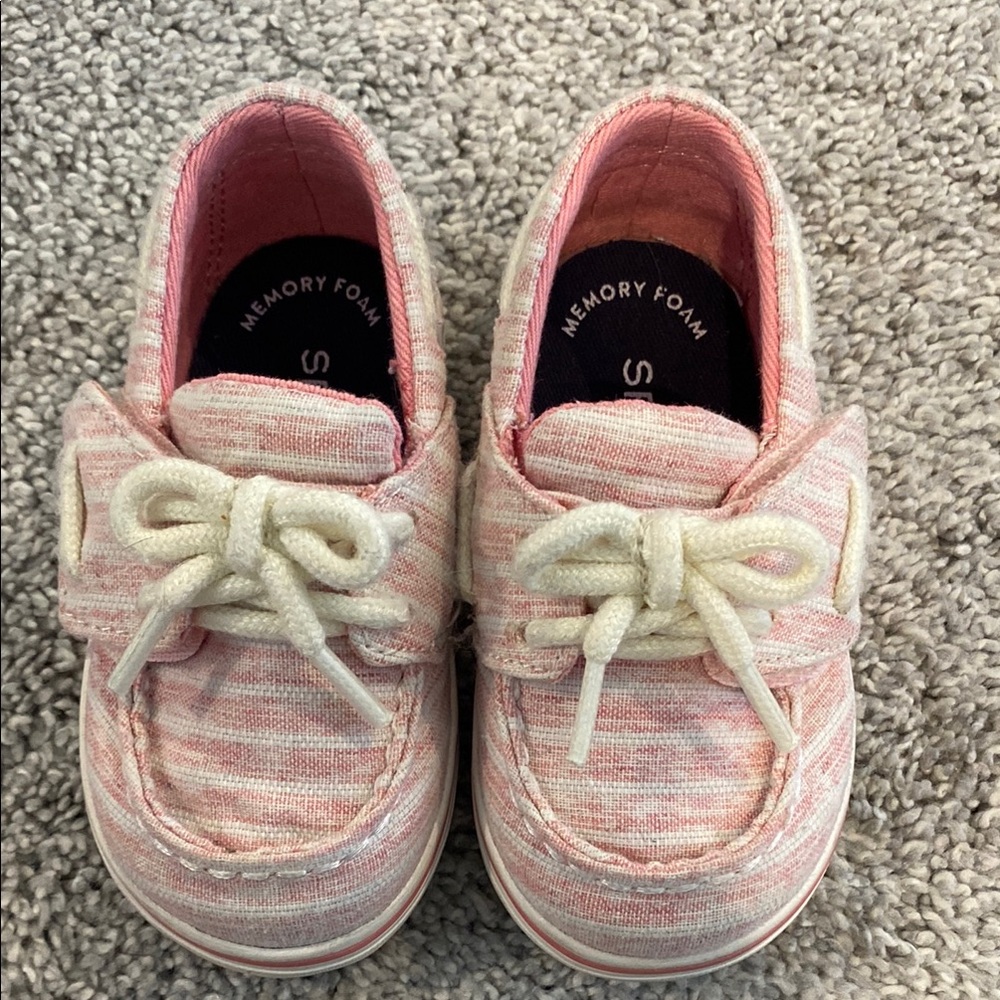 Sperry Pink and Cream Kids Boat Shoes